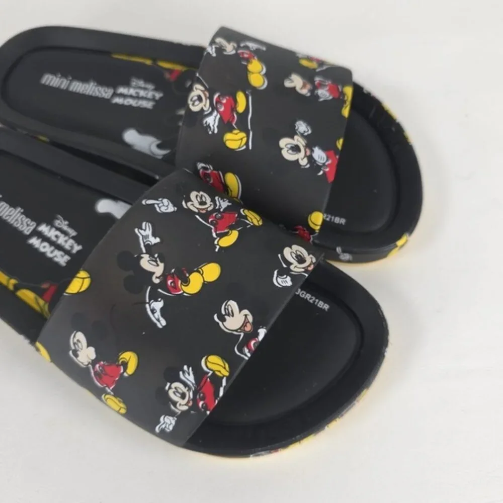 MINI MELISSA Unisex Black Beach‎ Slide III Mickey & Fiends Sandals Size 2 KIDS